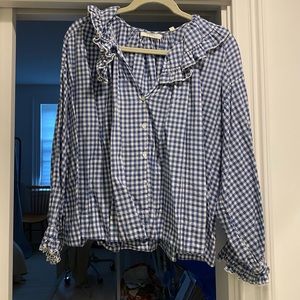 Doen Gingham Blouse 100% Cotton Size M